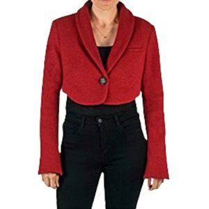 G.E.T. Equipment General Technique Cropped Red Tweed Coat Sz S